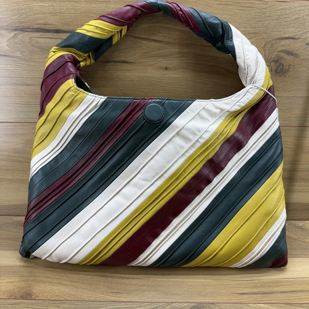 Walter Baker Dakota‎ Shoulder Bag Hobo Multi Leather Green Boho Chic Modern